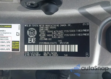 2020 Lexus Rx 350 z USA, uszkodzony, nr VIN 2T2YZMDA9LC234775